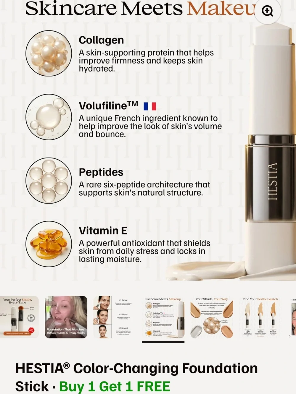 Color-Changing Foundation Stick — Light, Natural, Medium Shades